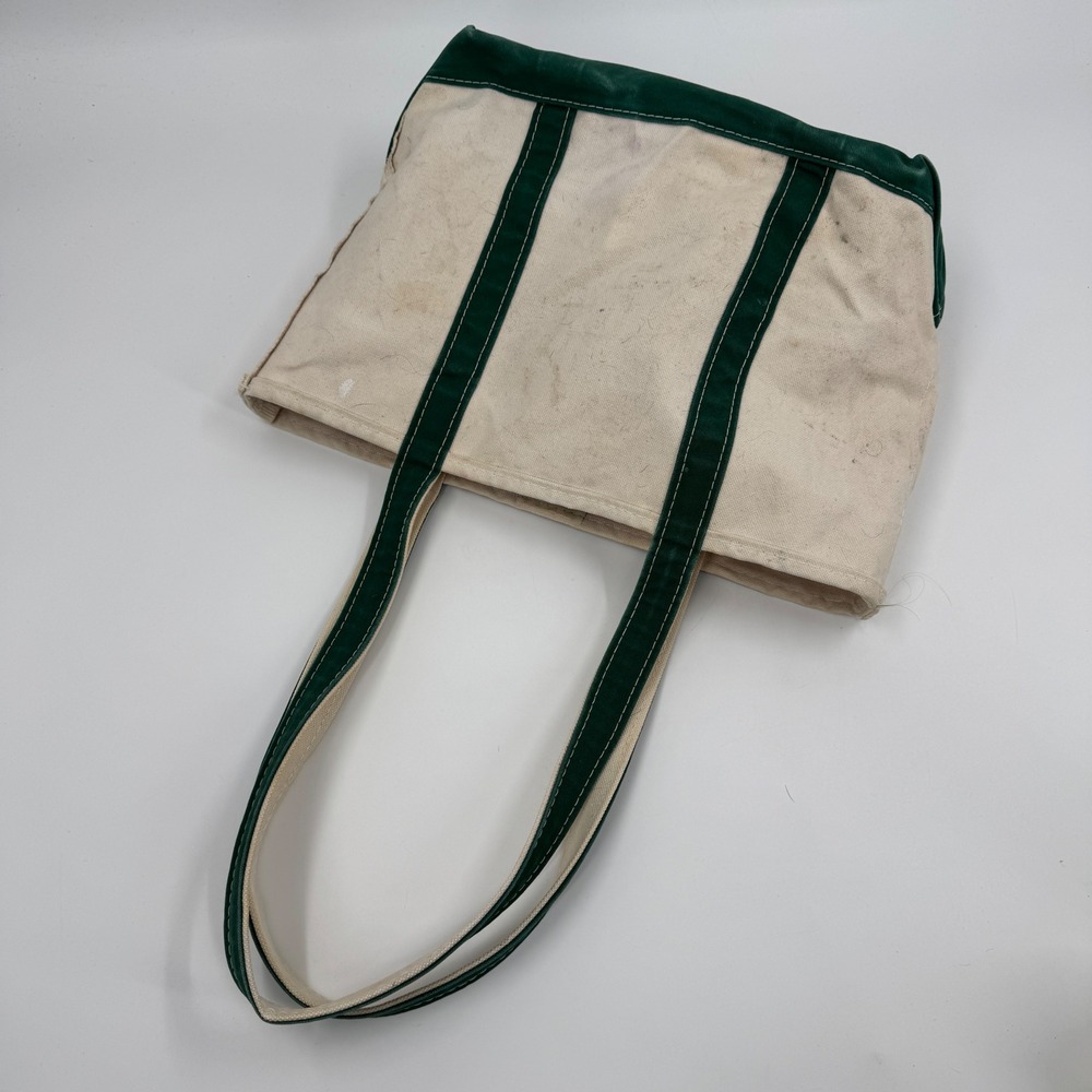 L.L. Bean Boat and Tote Bag Unisex Medium Green Canvas USA Vintage Distressed - Picture 12 of 12